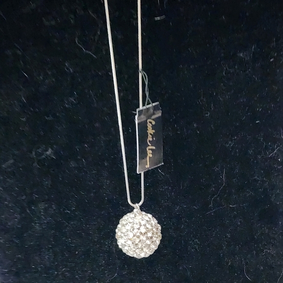 Elegant Cookie Lee Silver Necklace with Crystal Disco Ball Pendant #26116 NWT - Picture 3 of 7